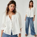 Free People Bohemian Gauze Lucy Solid Swing Top in White Size XL Cottage Photo 2
