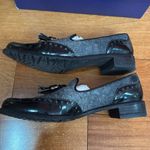 Stuart Weitzman "Chap" Black Patent Leather and Grey Flannel Tassel Loafers 6.5 Photo 5