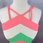 Vintage 70s Halter Maxi Dress Size Small Colorblock Disco Mod Summer Handmade Pink Photo 2