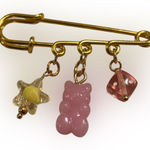 Gold Safety Pin with Charms Photo 0