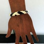 J CREW Black and Ivory Enamel Gold Tone Bangle Bracelet Photo 1