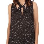 Free People  Womens Sleeveless Tie Neck Bow Tank Blouse Black Floral Size Medium Photo 0
