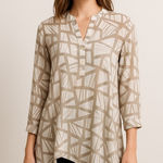 Chico's Chico’s Sheer Tunic Blouse Size 2 L | Lagenlook Asymmetrical Boho Coastal Beach Photo 0