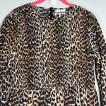 Ganni  Leopard Smocked Mini Silk Cotton Long Sleeve Animal Print Dress Size 12 42 Photo 4