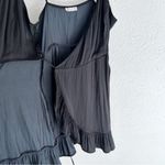 Free People  All My Love Wrap Shine Mini Dress In Black Satin XS Photo 2