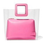 STAUD Shirley Transparent Handbag Tote Leather PVC Clear Pink Medium NWT Photo 0