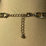 Statement Necklace Floral Rhinestones Green White Gold Tone Adjustable Chain Photo 3