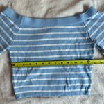 SheIn Light Blue & White Off the Shoulder Sweater Size Medium Photo 6