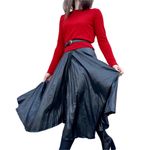 ZARA  Black Pleated Vegan Leather Wrap Midi Skirt XS Photo 2