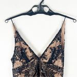 Free People Night Shimmer Black V-Neck Lace Sequin Overlay Mini Dress, Size 6 Photo 2
