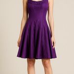 Badgley Mischka Silk Fit and Flare Dress Size 4 Satin Purple Elegant Cocktail Photo 0