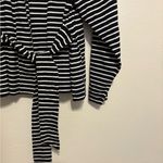 Chico's Chico’s Black White Striped Zip Jacket Size 2 Tie Waist Knit Photo 6