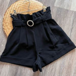 J.ing black‎ high Rise paper bag waist shorts Size XS Photo 0