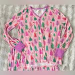 Little sleepies pink merry & bright Christmas holiday bamboo pajama set size XL Photo 2