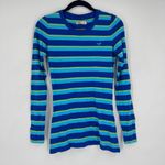 Hollister Y2K  Striped Long Sleeve‎ Shirt Blue Green Cotton Modal Top Size Small Photo 1