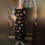 Vintage 90's Black With Flower & Accessories Maxi Dress Medium Photo 2