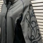 Younique Dark Gray/Black Zip Up Long Sleeve Athletic Jacket Pockets Size XL Logo Black Photo 1