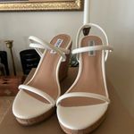 Steve Madden Udell Leather Slip On Cork Wedge Slingback Sandals White NEW 9.5 Photo 2