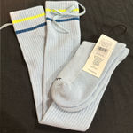 Free People Knee Length Light Blue Socks with Yellow and Blue Stripes Ribbon Photo 0