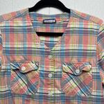 Erika & Co. Vintage Plaid Western Cropped Cowgirl Rodeo Women's Shirt Medium Pink Photo 2