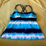 Tropical Escape Blue black and white striped tankini top Photo 0