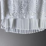 ADIVA White Eyelet Lace Pleated Hem Short Sleeve Top Women sz S Boho Cottage Photo 2