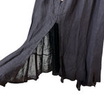 Gigi Moda NWT Smocked Waist Black Maxi Skirt Front Slit Buttons Tie O/S Linen Size undefined Photo 5