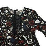 ALC Frank A.L.C. Cynthia Silk Black Floral Print Lace Round Neck Long Sleeve Dress 10 Photo 6