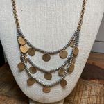 Sweet Lola Brushed Gold Coin & Grey‎ Shimmery Beaded Layered Necklace 21.5" Long Photo 1
