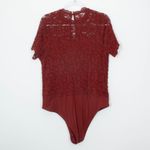 Torrid  Womens Lace High Neck Short Sleeve Bodysuit Size 2X Madder Brown Coquette Photo 9