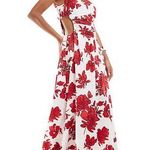 Abercrombie & Fitch  Chase ONE Shoulder Cutout Split Maxi Lined Red-White Sz XXLT Photo 0
