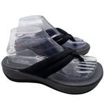 Clarks Size 7 Cloudsteppers Cushioned Black Knotted Strap Sandals Flip Flops Photo 1