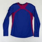 Nike  Running Dri-Fit V Neck Long Sleeve Top Womens Medium Blue‎ Pink Athletic Photo 9