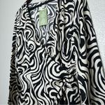 H&M  Women's Mini Faux Wrap Dress Medium Front Slit L/S Swirl Pattern Hippie Photo 3