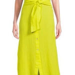 Becca Gauzy Midi Shirtdress in Neon Yellow Small Photo 0
