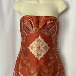 Free People  Gorgeous Burnt Orange Brocade Strapless Mini Dress **Size 0** 🔥🔥 Photo 2