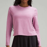 Lululemon  cropped long sleeve tee Classic-Fit Cotton crew Shirt Velvet Dust Photo 0