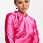 NWT Bright Pink Never Fully Dressed Frill Neck Satin Mini Dress size 8 Photo 2