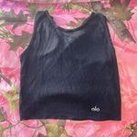 Alo Yoga black cover tank top ribbed cross front cotton cropped Photo 0