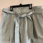 Loft ✨  Cargo Skirt Olive Green Cotton Lyocell Paperbag Waist Belt 14 NWT Photo 1