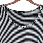 Premise  Nautical Tee Striped with Lace up style at neckline Large Navy & White Photo 5