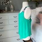 YA Los Angeles  Silk Tank Womens Large Top Needlepoint Open Back Flowy Photo 4