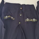 Tara Vanessa nautical coastal anchor & chain embroidery navy blue cardigan Gold Size M Photo 1