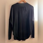 Free People  Leo OverSized boxy waffle knit Henley Top long sleeve Black S Photo 4