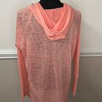 New Direction s Weekend Peach Lace Front Hooded Blouse Size Large Photo 2