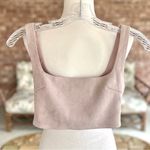 Salty  Cropped Top Faux Suede Blush Pink Zipper Back S Sleeveless Square Neck S Photo 2
