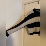 Glam  Black Tan Loose Weave Striped Sweater Size Small Loose Boxy Fit Photo 8