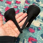 Lulus  Black Faux Suede Strappy Pearl Heels Photo 3