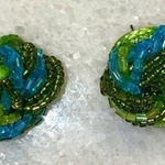Patchington earrings beaded button lime/turquoise earrings jewelry Green Photo 0