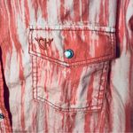 Cowgirl Hardware Pink Peach Western Embroidered Snap Button Up Sz XL Orange Photo 6